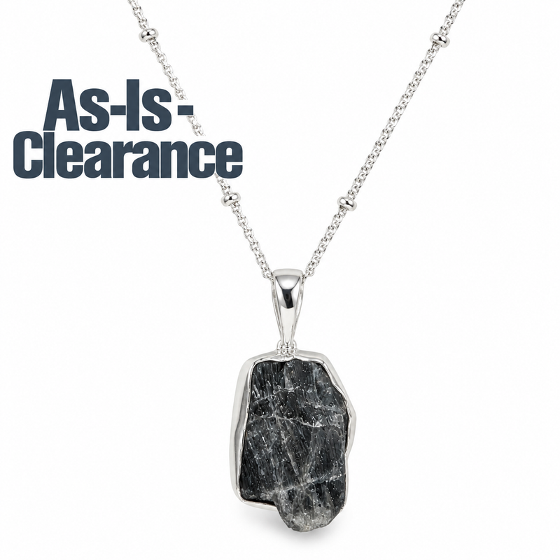 Black Tourmaline Raw Crystal Necklace  - As-Is-Clearance
