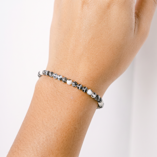 Black White Zebra Jasper Bracelet | Unique Jewelry
