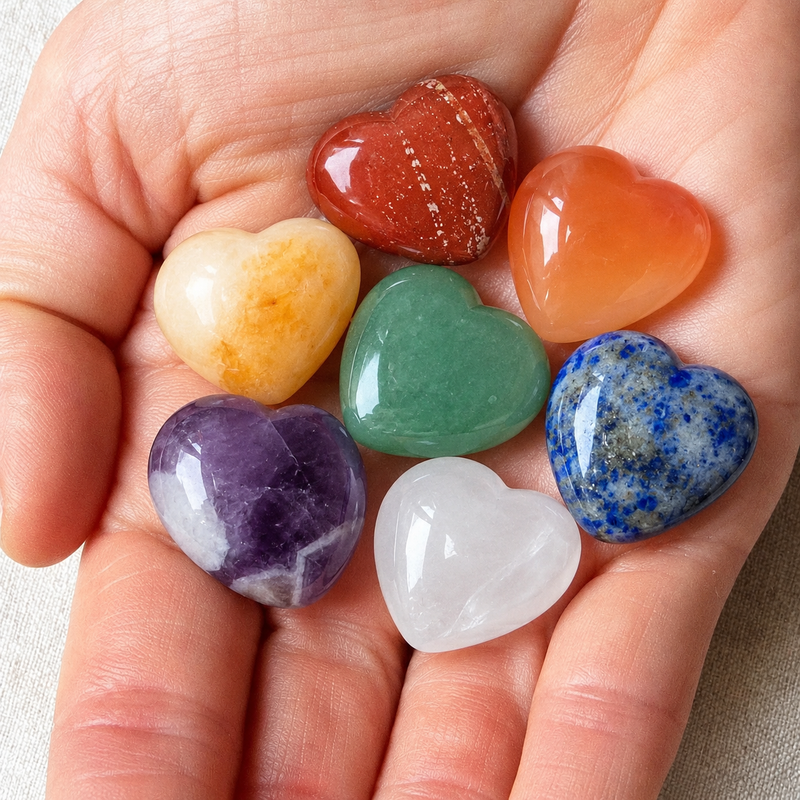 Chakra Mini Hearts Gift Set - 7 Recharging Stones