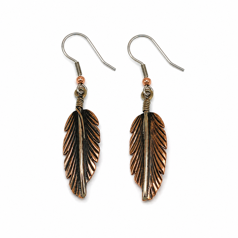 Free Spirit Copper Feather Earrings