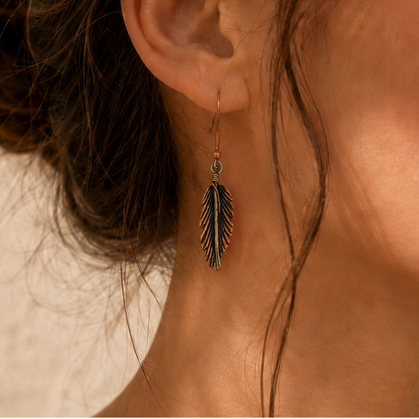 Free Spirit Copper Feather Earrings