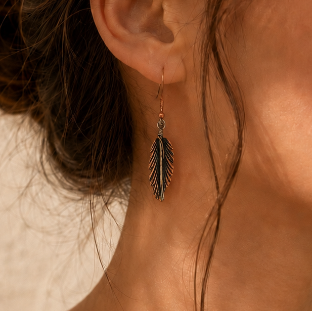 Free Spirit Copper Feather Earrings
