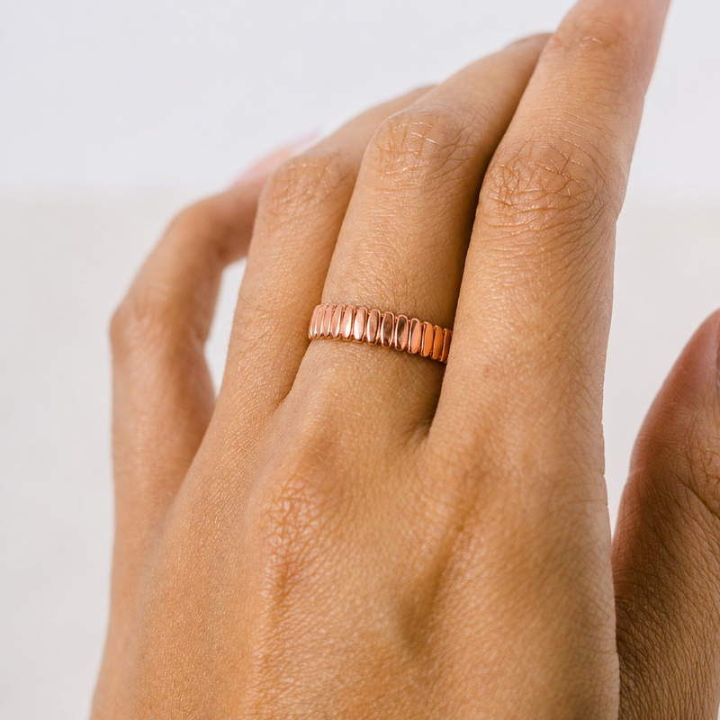 Pure Copper Ridge Band Ring