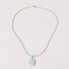 Rare Genuine Larimar Square Pendant Necklace