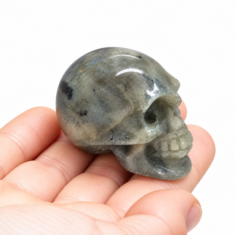 White Labradorite Crystal Skull