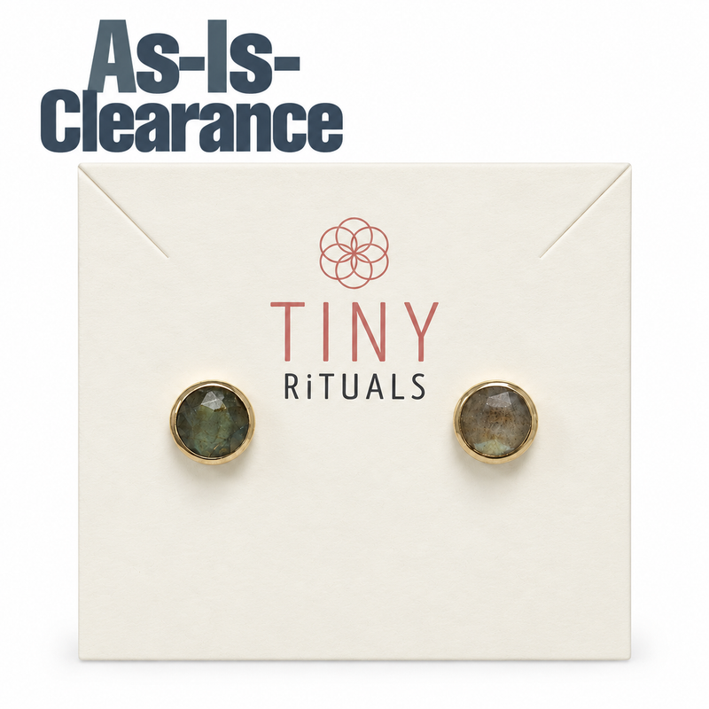 Labradorite Gold Stud Earrings - As-Is-Clearance