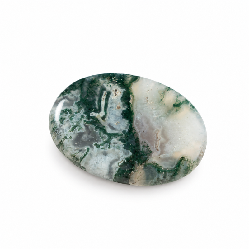 Moss Agate Worry Stone