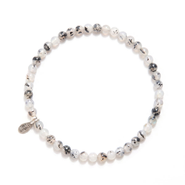 Natural Black Flower Moss Agate Energy Bracelet