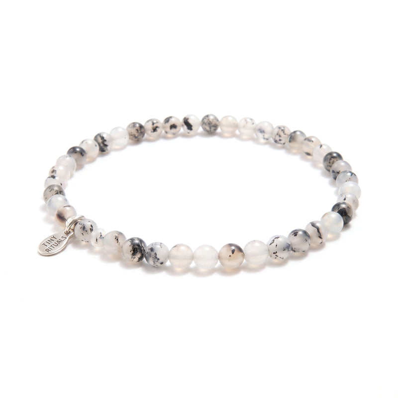 Natural Black Flower Moss Agate Energy Bracelet