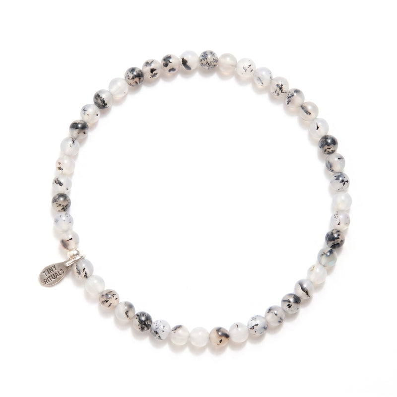 Natural Black Flower Moss Agate Energy Bracelet