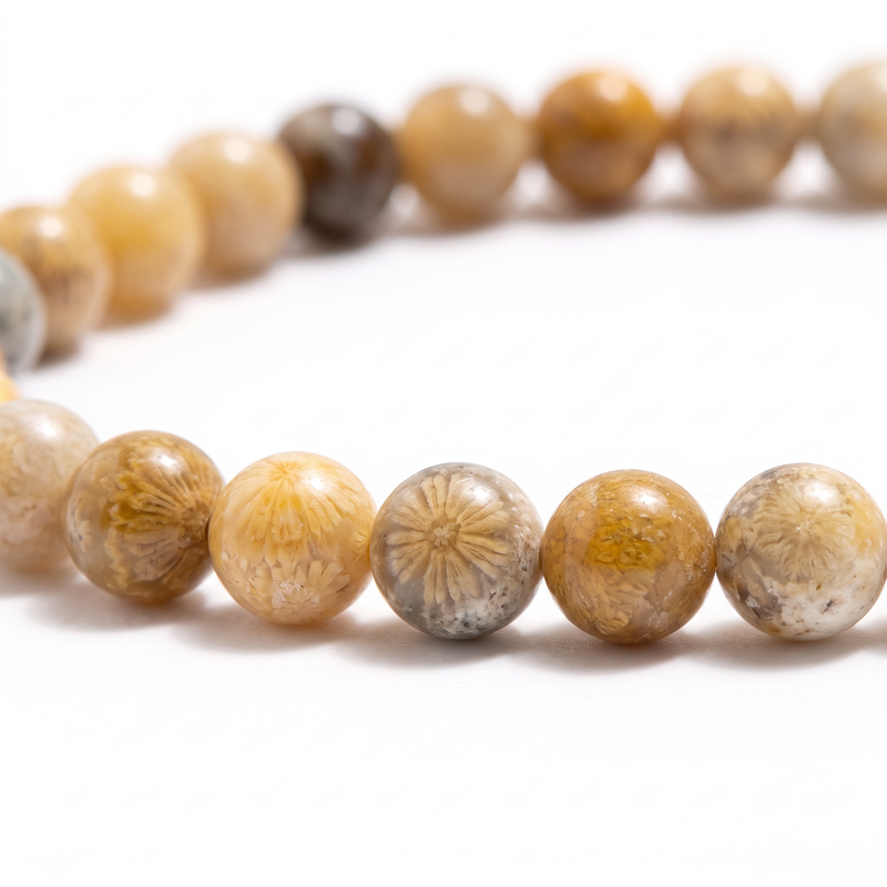 Natural Coral Jade Chrysanthemum Energy Bracelet