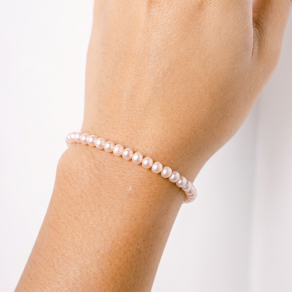 Natural Freshwater Seed Pearl Energy Bracelet - Pink