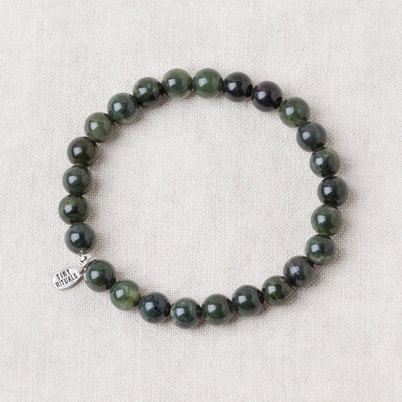 Black/Green Nephrite Jade Energy Bracelet - 6mm