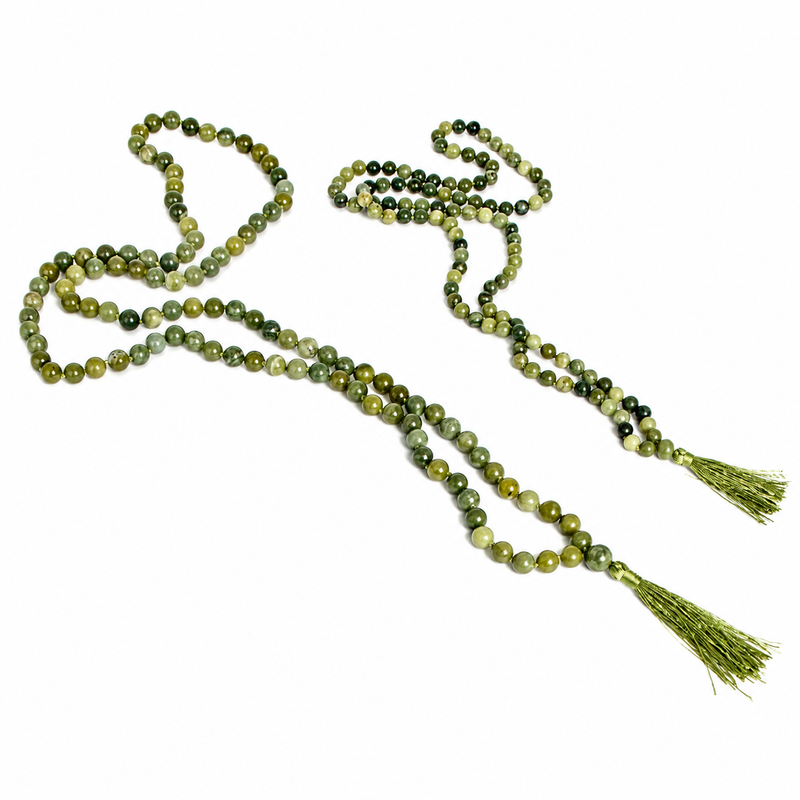 Green Nephrite Jade Mala - High-Energy Gemstones