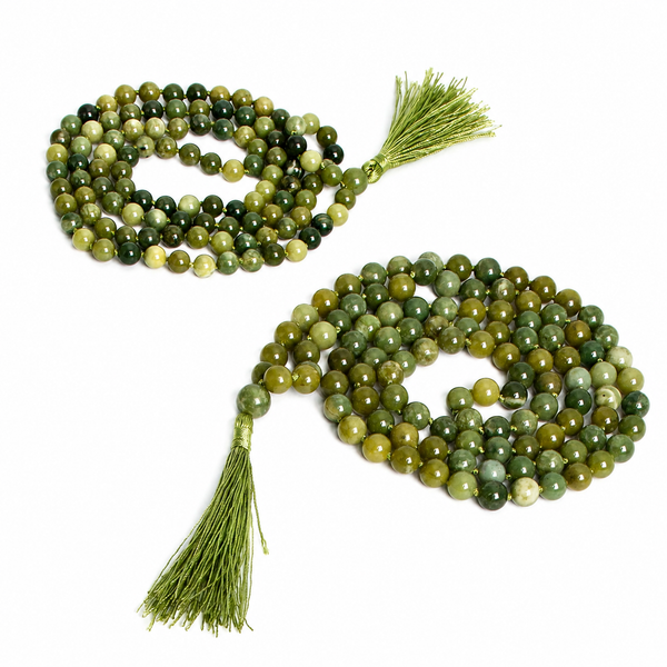 Green Nephrite Jade Mala - High-Energy Gemstones
