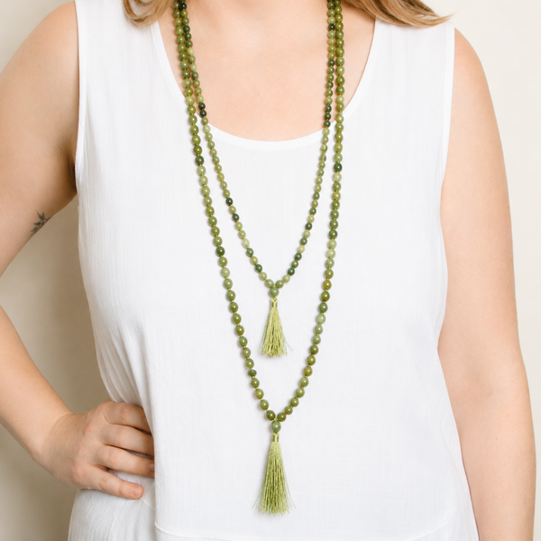 Green Nephrite Jade Mala - High-Energy Gemstones