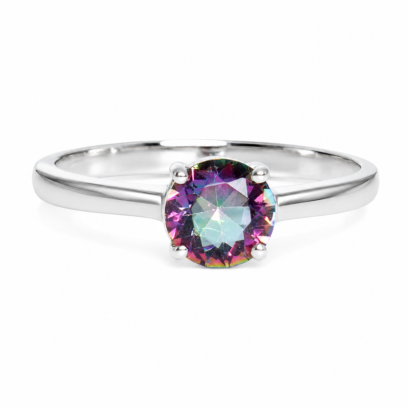 Mystic Topaz Ring- Round Cut