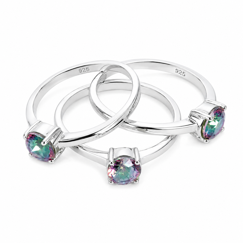 Mystic Topaz Ring- Round Cut
