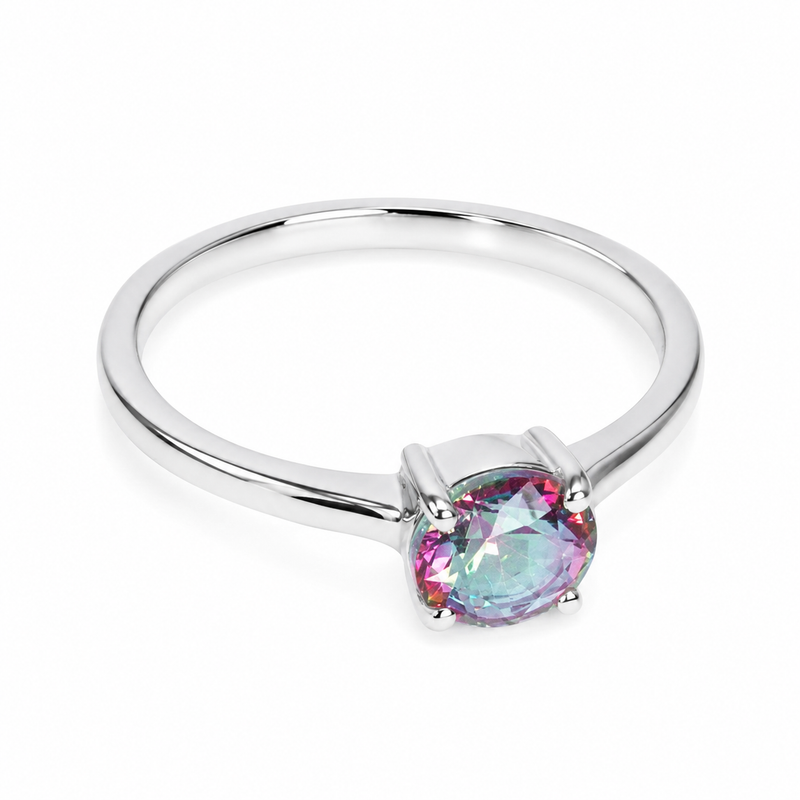 Mystic Topaz Ring- Round Cut