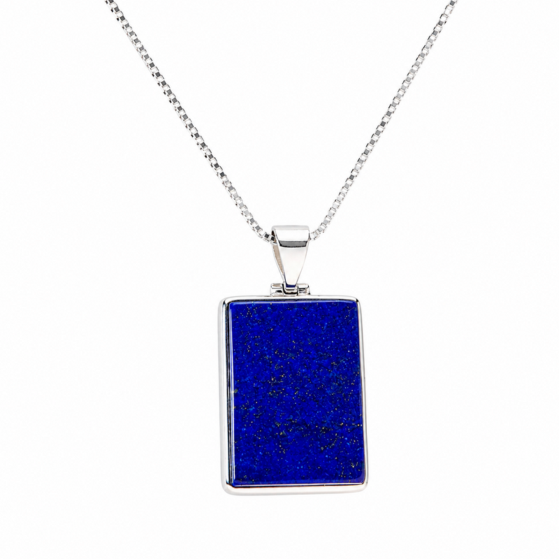 Lapis Lazuli Square Pendant Necklace - 1 of a Kind