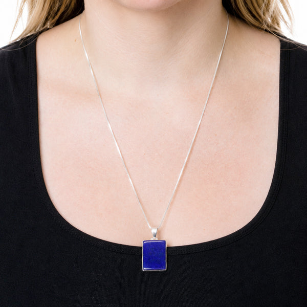 Lapis Lazuli Square Pendant Necklace - 1 of a Kind