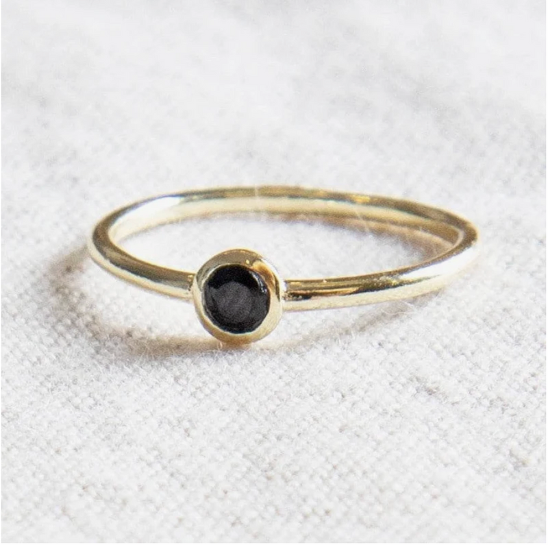 Black Tourmaline Gold Ring - As-Is-Clearance