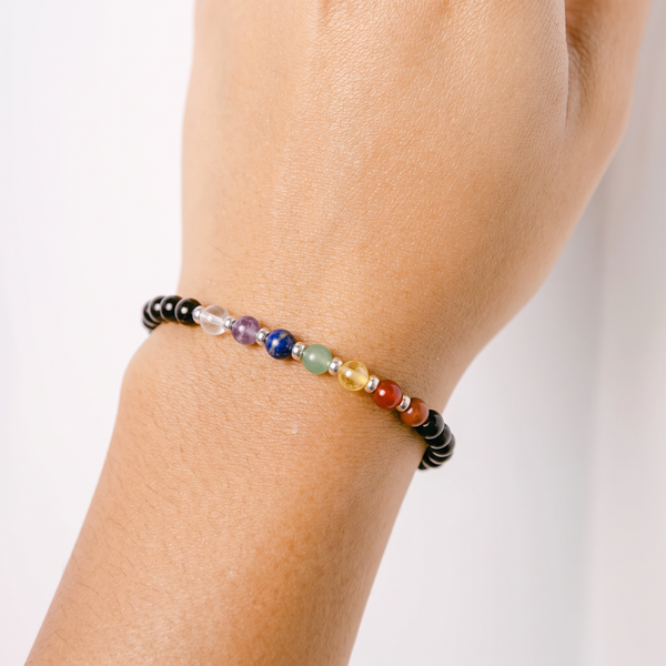 Black Onyx Seven Chakra Energy Bracelet