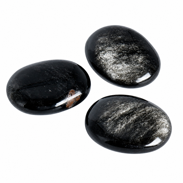 Silver Obsidian Palm Stones