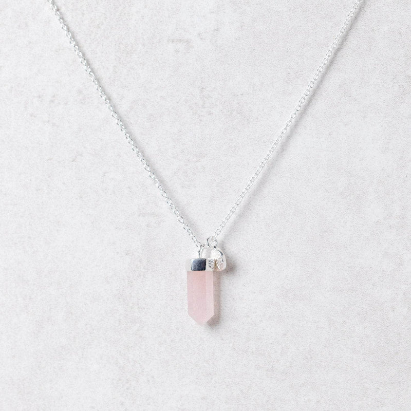 Delicate Rose Quartz Crystal Point Necklace