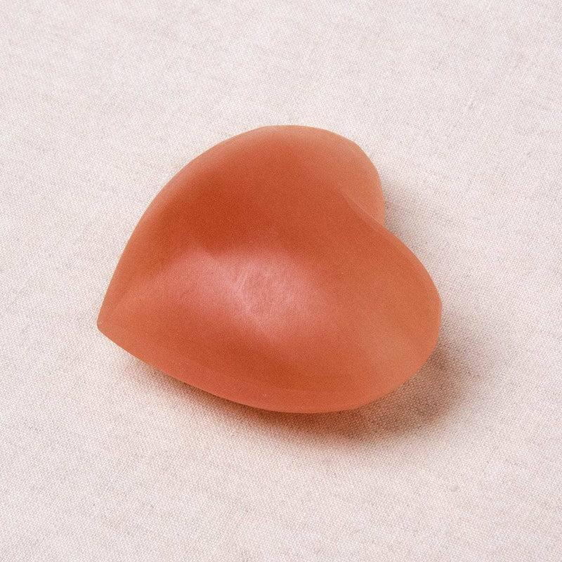 Peach Selenite Heart