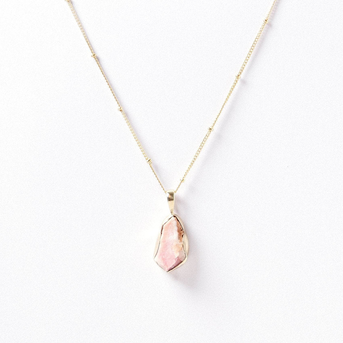 Peora 14K Rose Gold Pink Opal Pendant With Diamond - Teardrop Pear Shape 10x7mm, 1 Carat Total