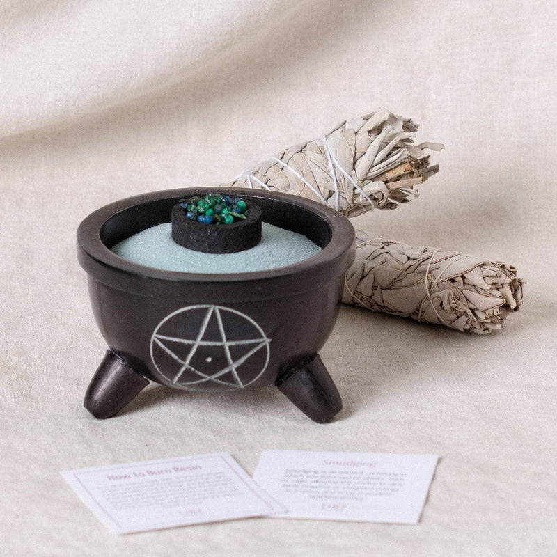 Pentacle Soapstone Smudge & Charcoal Burner Kit