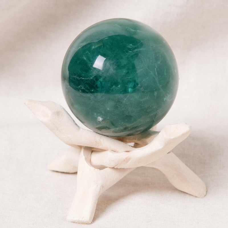 Green Rainbow Fluorite Sphere with Tripod - AAA Premium Quality