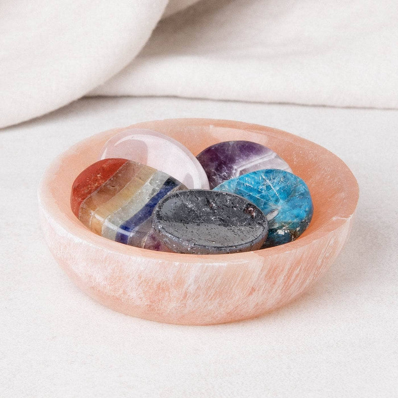 Peach Selenite Crystal Recharging Bowl