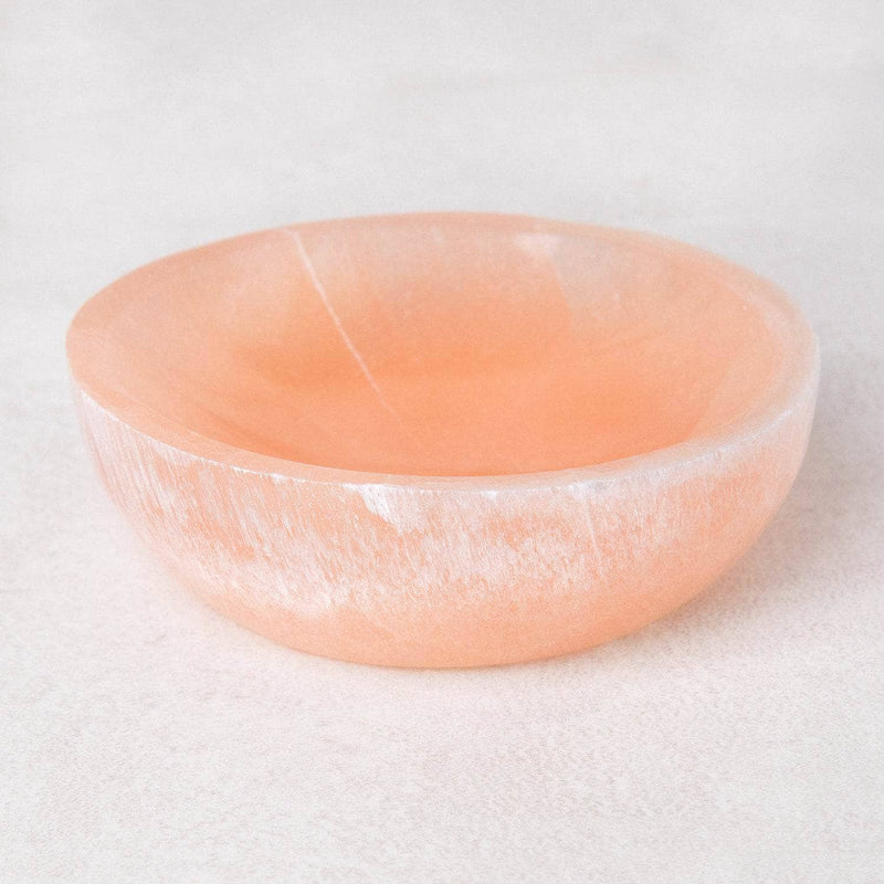 Peach Selenite Crystal Recharging Bowl