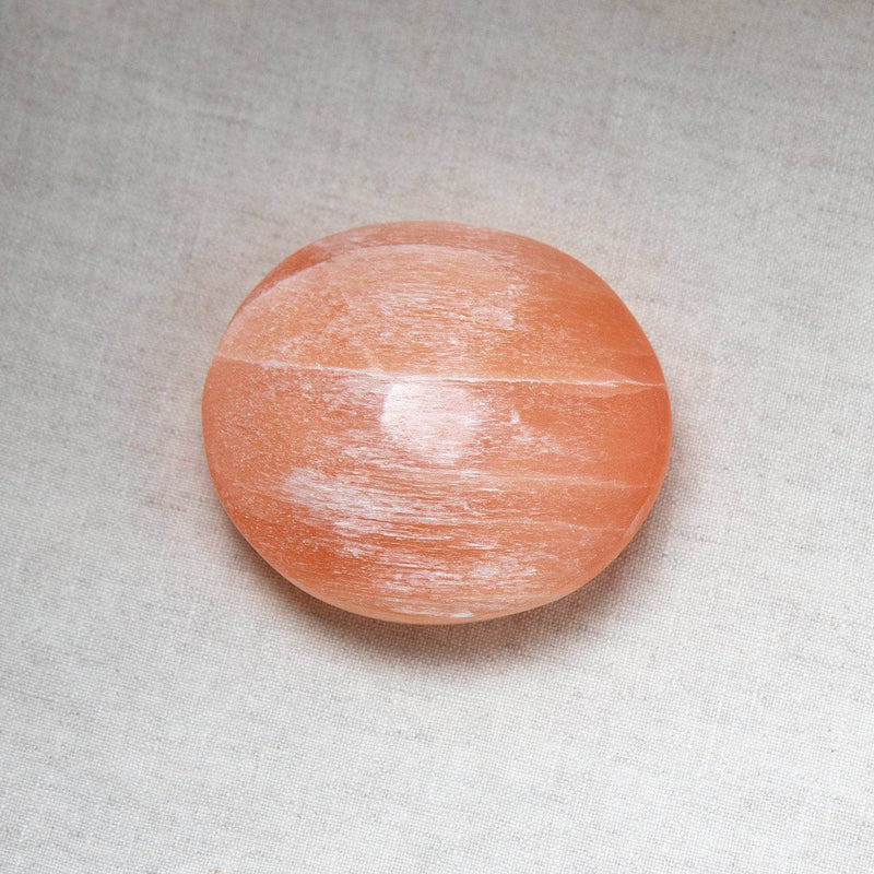 Peach Selenite Palm Stone