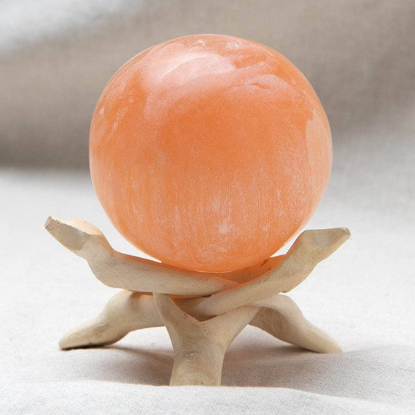 Peach Selenite Sphere with Tripod