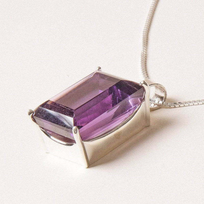 Faceted Square Amethyst Gemstone Necklace - 1 of a Kind