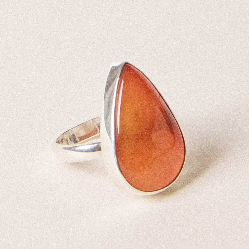 Teardrop Carnelian Gemstone Ring