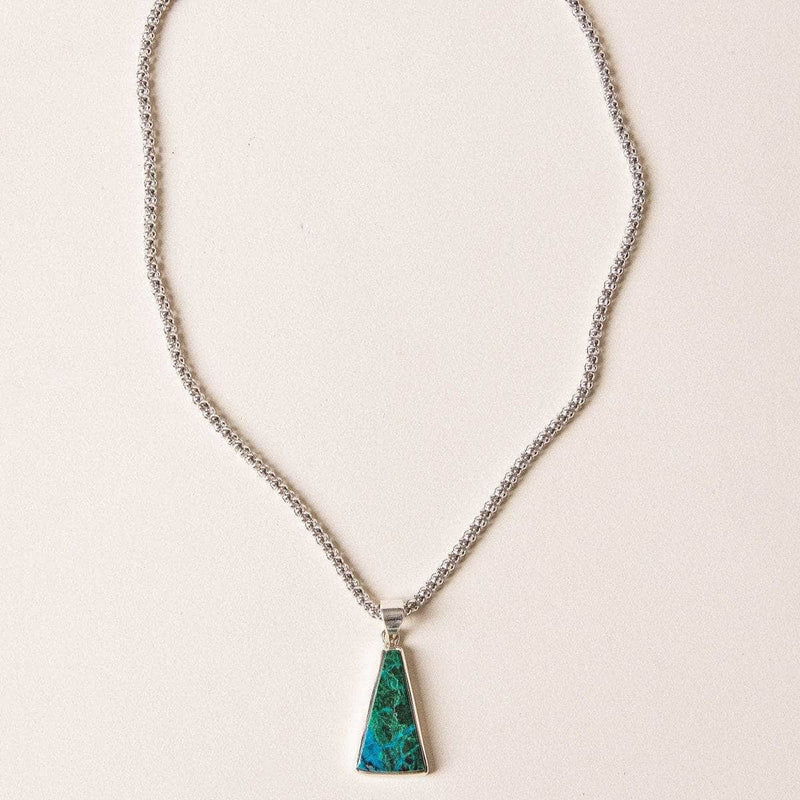 Triangular Chrysocolla Silver Necklace