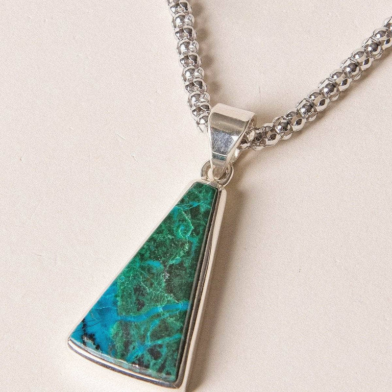 Triangular Chrysocolla Silver Necklace