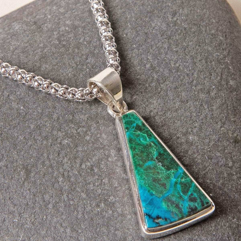 Triangular Chrysocolla Silver Necklace