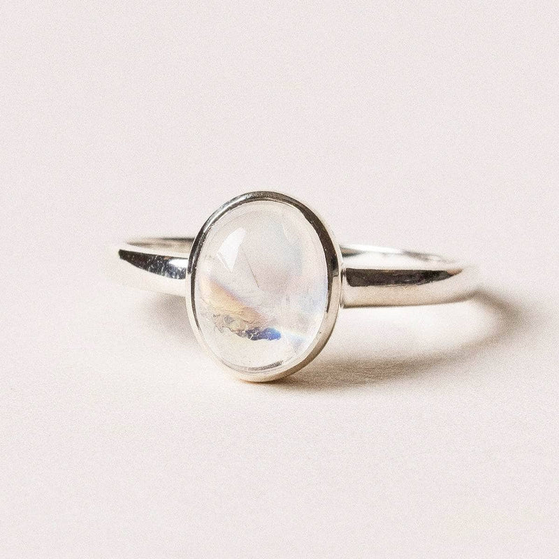 Oval Rainbow Moonstone Ring