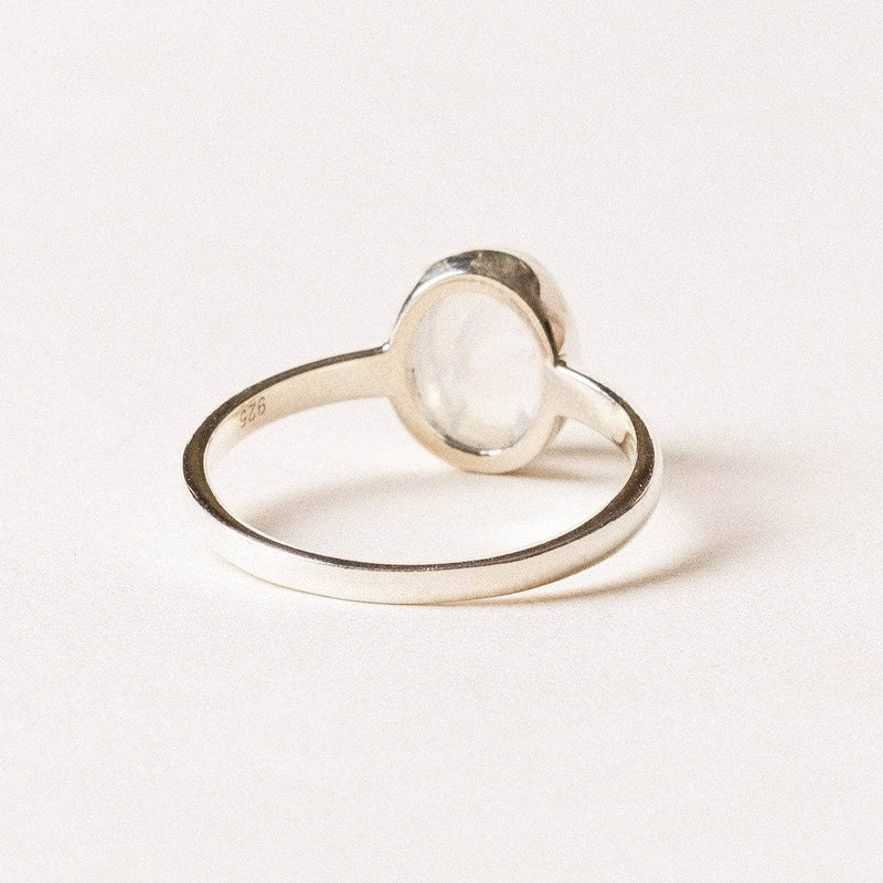 Oval Rainbow Moonstone Ring