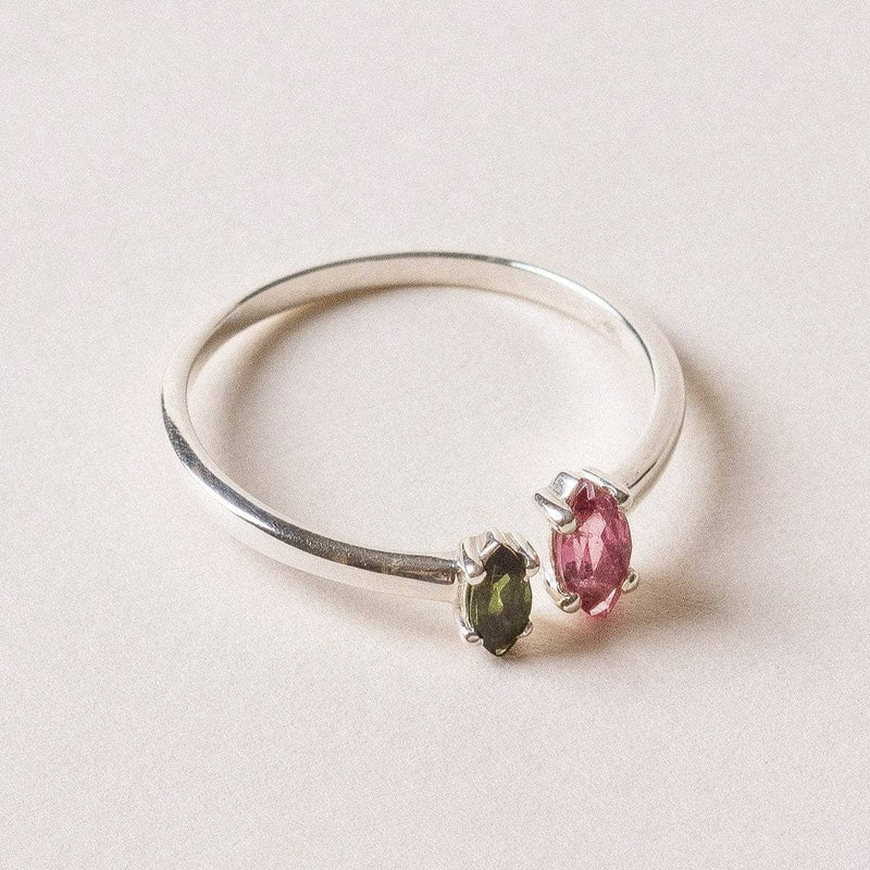 Rainbow Tourmaline Gemstone Ring - Size 9