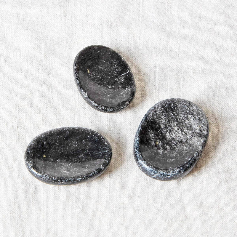 Silver Obsidian Worry Stone