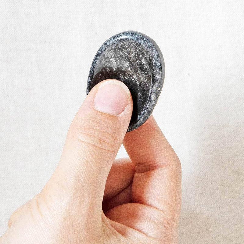 Silver Obsidian Worry Stone