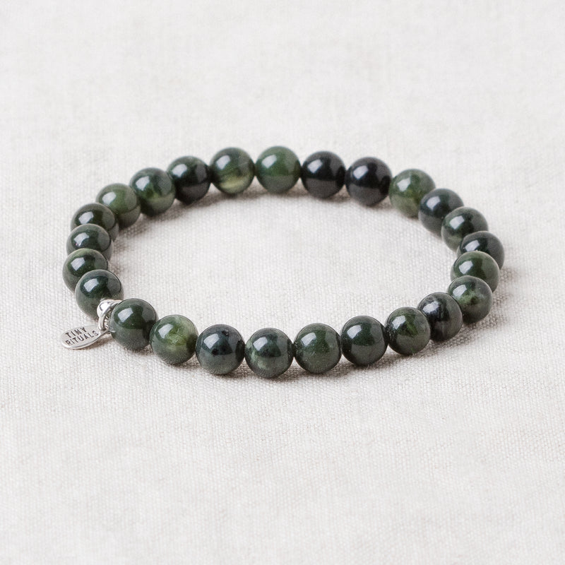 Black/Green Nephrite Jade Energy Bracelet - 6mm