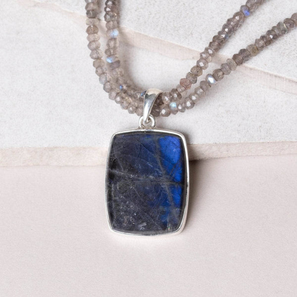 Labradorite Square Pendant Necklace
