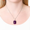 Genuine Amethyst Square Pendant Necklace - Limited Edition